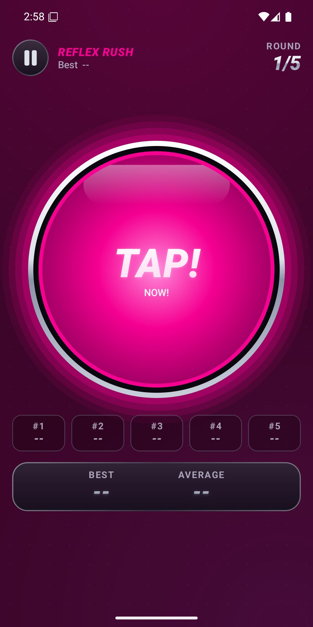 Reflex Rush with a large pink TAP button
